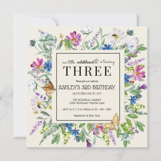 Invitation Fleur sauvage aquarelle | Anniversaire floral | To (Devant)