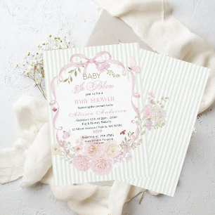 Invitation Fleur sauvage aquarelle Bébé en fleurs Baby shower