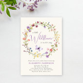 Invitation Fleur sauvage Aquarelle Crème Bébé fille Douche