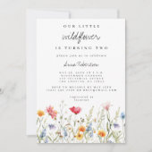 Invitation Fleur sauvage aquarelle Deuxième fête d'anniversai (Devant)