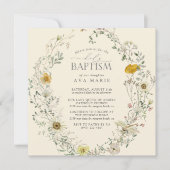 Invitation Fleur Sauvage Aquarelle Été Automne Baptême (Devant)