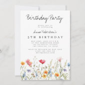 Invitation Fleur sauvage aquarelle fête d'anniversaire (Devant)
