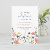 Invitation Fleur sauvage aquarelle fleurie premier anniversai (Debout devant)