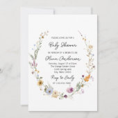 Invitation Fleur sauvage aquarelle Floral Boho Baby shower (Devant)