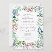 Invitation Fleur sauvage aquarelle florale Photo premier anni (Devant)