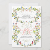 Invitation Fleur sauvage Aquarelle Jardin Mariage élégant (Devant)