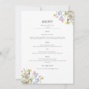 Invitation Fleur sauvage aquarelle   Menu Mariage floral