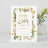 Invitation Fleur sauvage aquarelle or Baby shower calligraphi (Debout devant)