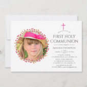 Invitation Fleur sauvage Aquarelle Première sainte communion (Devant)