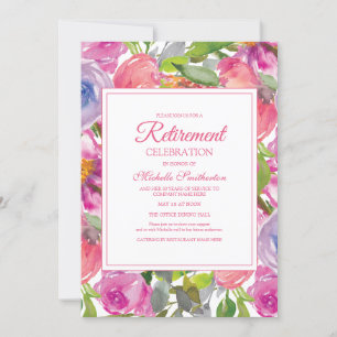Invitation Fleur Sauvage Aquarelle Rose Violet Retraite