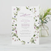 Invitation Fleur sauvage Aquarelle sur le chemin Baby shower (Debout devant)