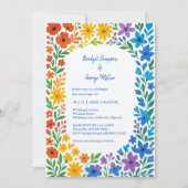Invitation Fleur sauvage arc-en-ciel Mariage floral rustique (Devant)