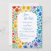 Invitation Fleur sauvage arc-en-ciel Mariage floral rustique (Devant)