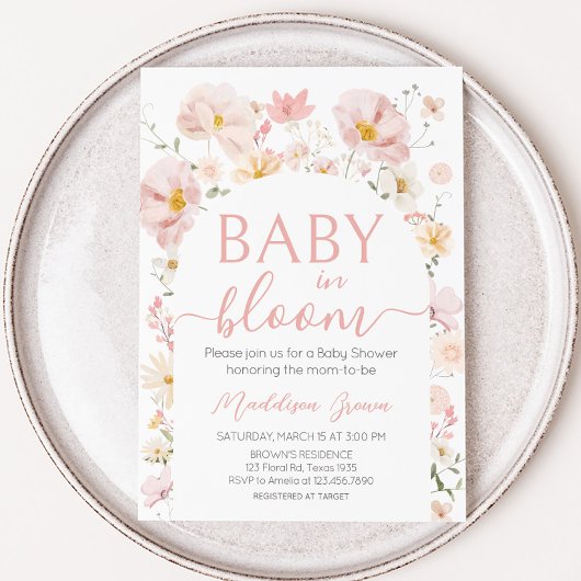 Invitation Fleur sauvage Arch Baby dans le Baby shower en fle