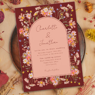 Invitation Fleur sauvage Arch Dark Terracotta Mariage de auto