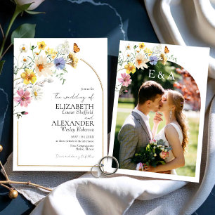 Invitation Fleur sauvage Arch Gold Frame   Mariage photo Boho