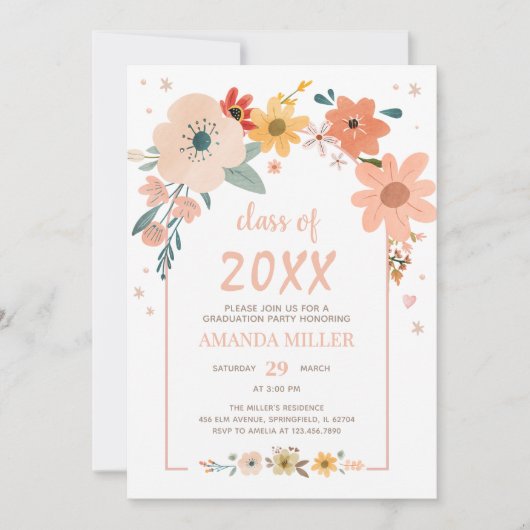 Invitation Fleur sauvage Arch Meadow Graduation Party Invitat (Devant)
