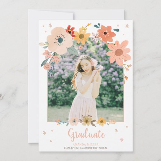 Invitation Fleur sauvage Arch Meadow Graduation Party Invitat (Dos)
