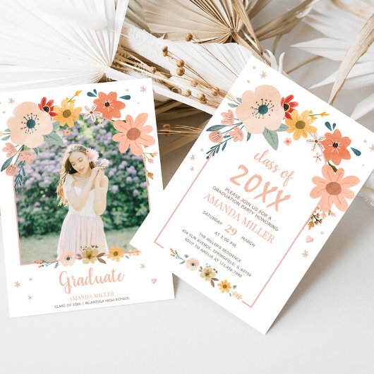 Invitation Fleur sauvage Arch Meadow Graduation Party Invitat