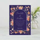 Invitation Fleur sauvage Arch Navy Blue Terracotta Mariage de (Debout devant)