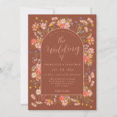 Invitation Fleur sauvage Arch Terracotta Peach Mariage de aut (Devant)