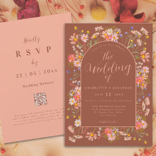 Invitation Fleur sauvage Arch Terracotta Peach Mariage de aut