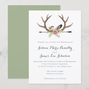 Invitation Fleur sauvage Arrow et Mariage Antlers
