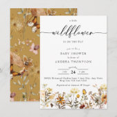 Invitation Fleur sauvage automne | Baby shower floral (Devant / Derrière)
