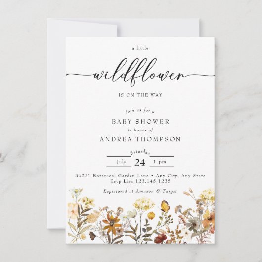 Invitation Fleur sauvage automne | Baby shower floral (Devant)