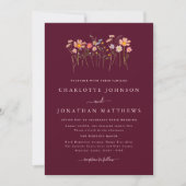 Invitation Fleur sauvage Automne Bourgogne Blush Pink Mariage (Devant)