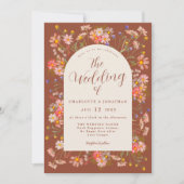 Invitation Fleur sauvage Automne Brûlé Orange Terracotta Mari (Devant)
