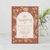 Invitation Fleur sauvage Automne Brûlé Orange Terracotta Mari (Debout devant)