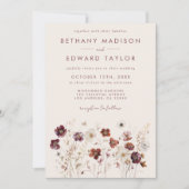 Invitation Fleur sauvage Automne Champ Beige Mariage (Devant)