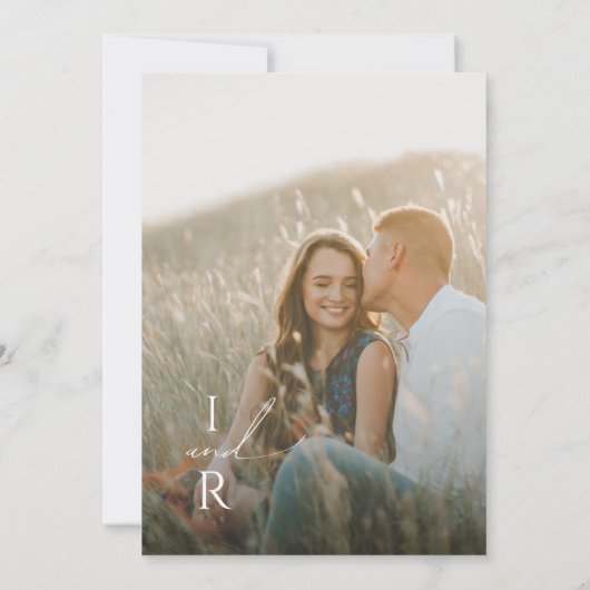 Invitation Fleur sauvage automne | Mariage photo Monogramme b (Dos)