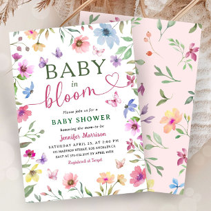 Invitation Fleur sauvage Baby In Bloom Baby shower Boho Girl