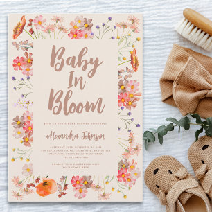 Invitation Fleur sauvage Baby in Bloom Baby shower d'automne