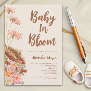 Invitation Fleur sauvage Baby in Bloom Baby shower d'automne