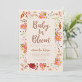 Invitation Fleur sauvage Baby in Bloom Baby shower d'automne (Debout devant)