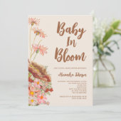Invitation Fleur sauvage Baby in Bloom Baby shower d'automne (Debout devant)