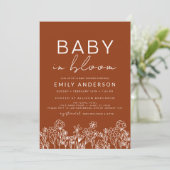 Invitation Fleur sauvage Baby in Bloom Baby shower Terracotta (Debout devant)