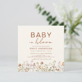 Invitation Fleur sauvage Baby in Bloom Baby shower Terracotta (Debout devant)