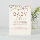 Invitation Fleur sauvage Baby in Bloom Baby shower Terracotta (Debout devant)