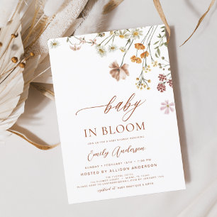 Invitation Fleur sauvage Baby in Bloom Baby shower Terracotta