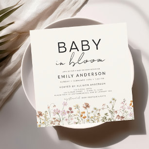 Invitation Fleur sauvage Baby in Bloom Baby shower Terracotta