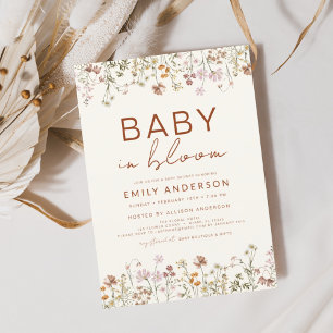 Invitation Fleur sauvage Baby in Bloom Baby shower Terracotta