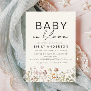 Invitation Fleur sauvage Baby in Bloom Baby shower Terracotta
