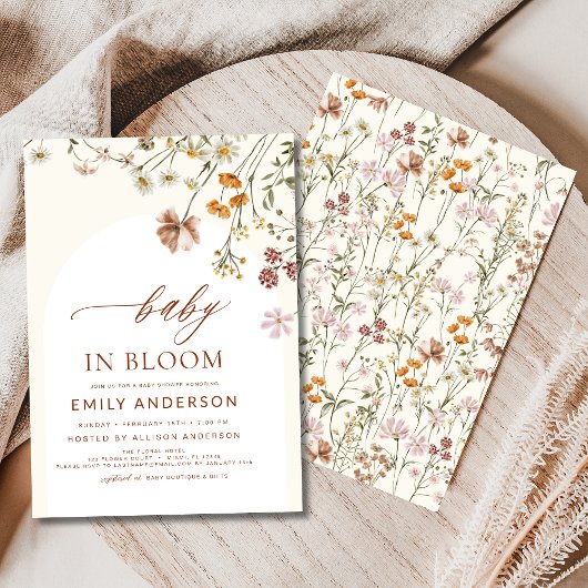 Invitation Fleur sauvage Baby in Bloom Baby shower Terracotta