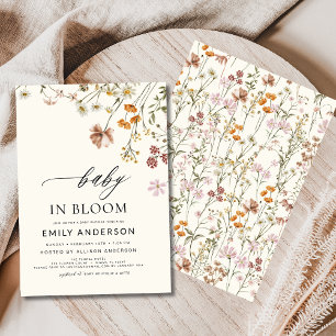 Invitation Fleur sauvage Baby in Bloom Baby shower Terracotta