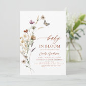 Invitation Fleur sauvage Baby in Bloom Baby shower Terracotta (Debout devant)