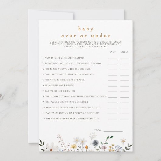 Invitation Fleur sauvage Baby Over or Under Téléchargeable Ca (Devant)